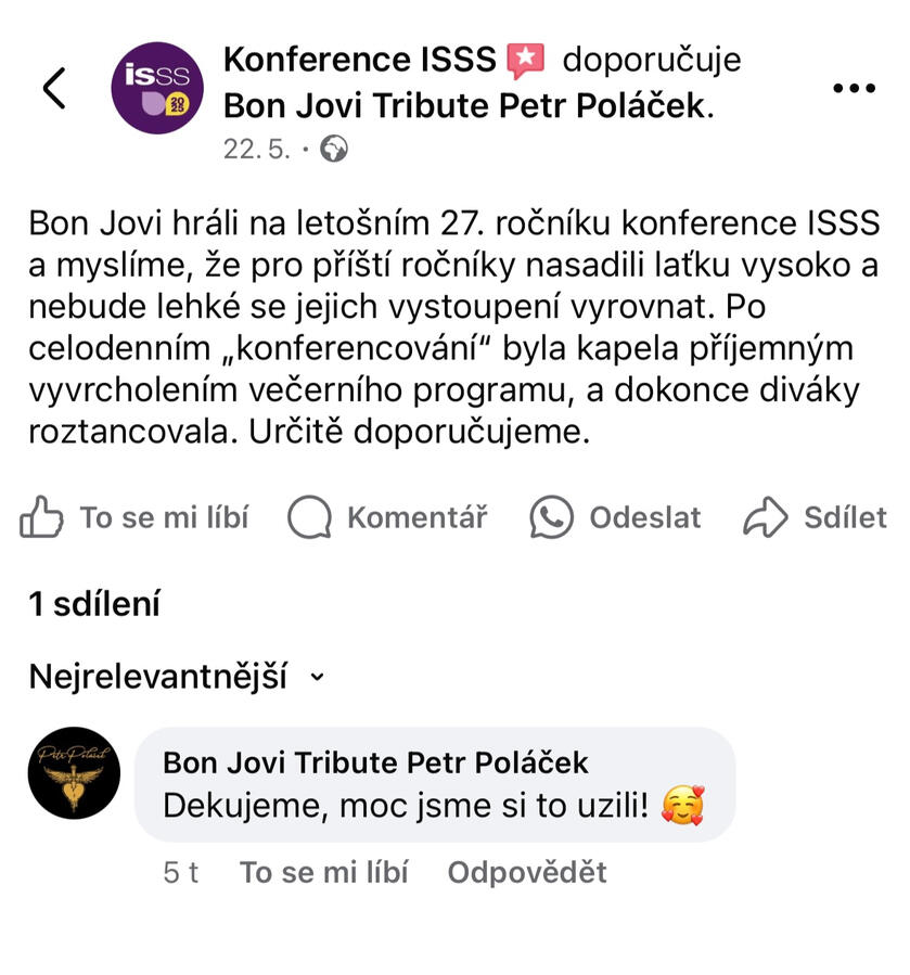 Bon Jovi Tribute – zpěvák na pódiu